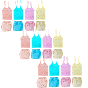 Minku Creations New Born Baby Combo Set/Gift Pack of 24, 12 Baby Jhabla (Hosiery Material), 12-Nappy (Pure Cotton Material), 0-3 Months