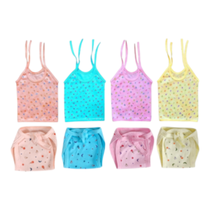 New Born Baby Combo Set/Gift Pack of 8, 4 Baby Knot Jhabla(Hosiery Material), 4-Nappy/Langot(Pure Cotton Material)-0-3 Month