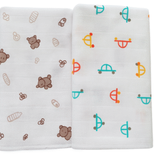 KitMik100% Cotton Muslin Towel for Babies,Single Layer-Pack of 2 (Size-76*100 cm)
