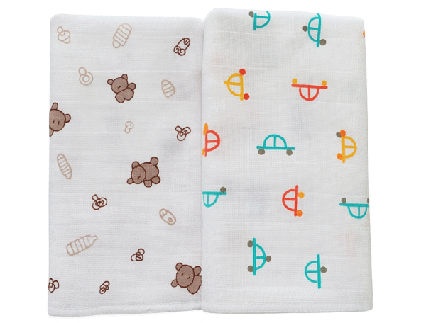 KitMik100% Cotton Muslin Towel for Babies,Single Layer-Pack of 2 (Size-76*100 cm)