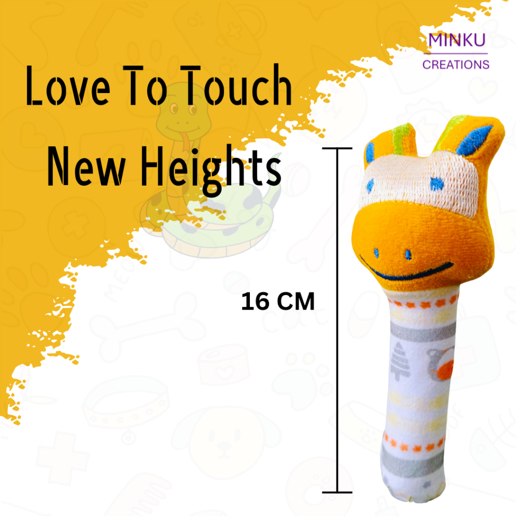 KitMik Animal Face Rattle Cum Soft Toy-Yellow,3+ Months