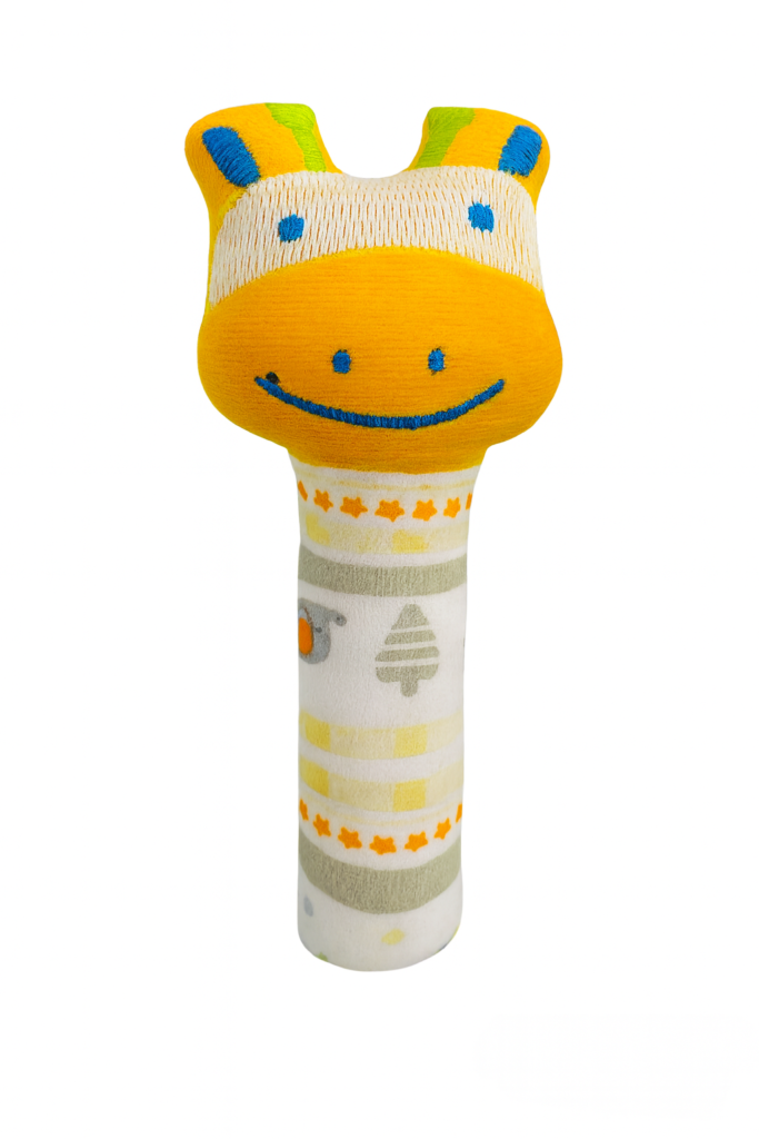 KitMik Animal Face Rattle Cum Soft Toy-Yellow,3+ Months