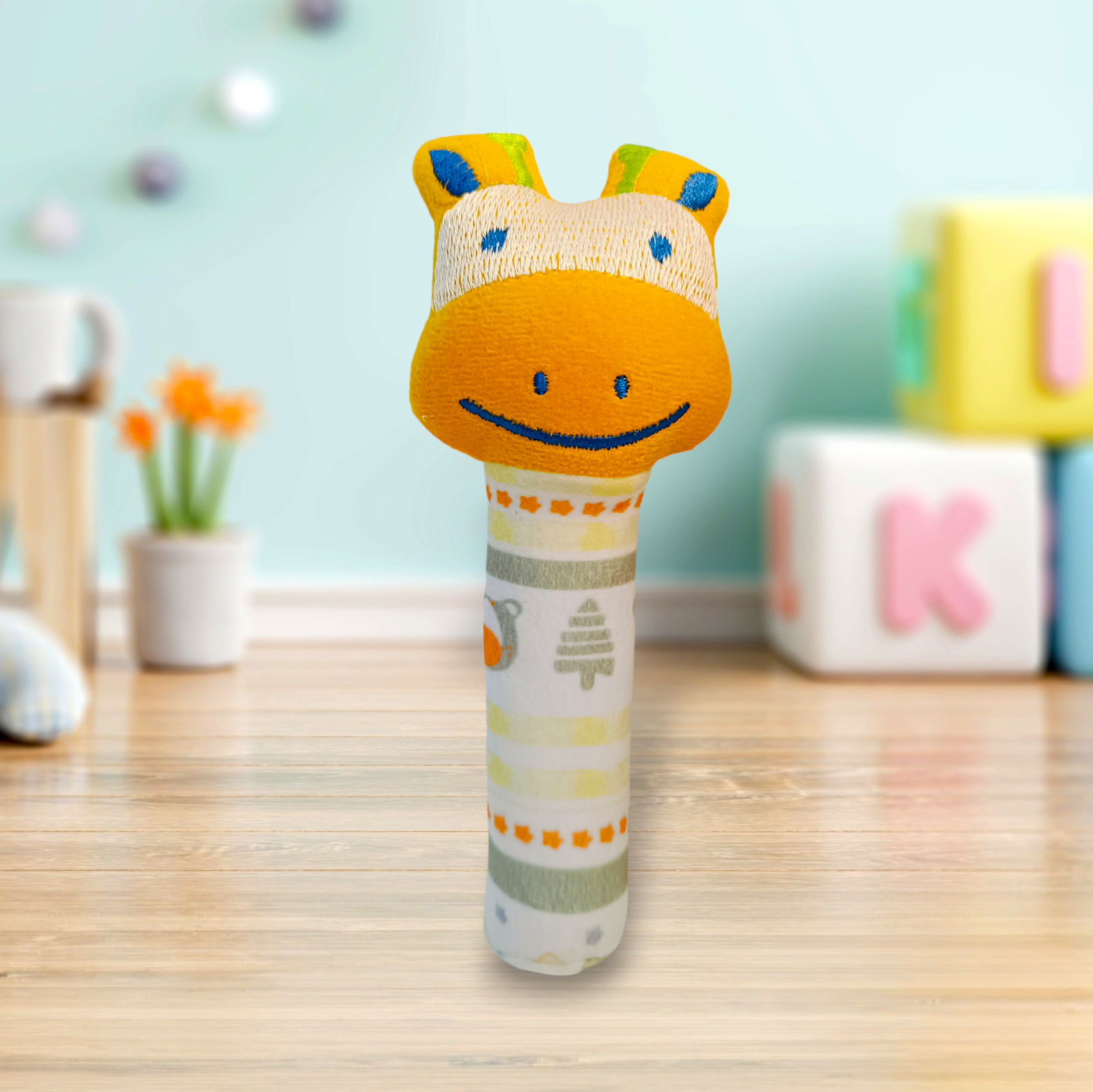 KitMik Animal Face Rattle Cum Soft Toy-Yellow,3+ Months - Image 6