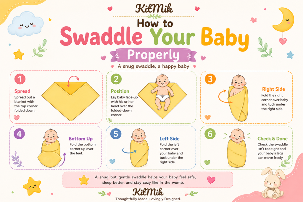 KitMik Double Layer Crinkled Muslin Baby Swaddle Set, Baby Towel, Size-105cm x 105 cm, 0-18 Month+, Light weight Swaddle Wrap for New Born, Pack of 2,Yellow and White