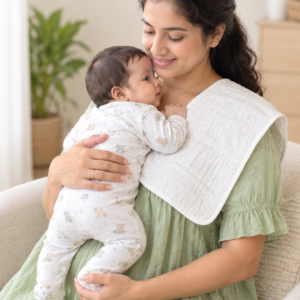 KitMik 6-layer crinkled muslin baby burp cloths, pack of 3