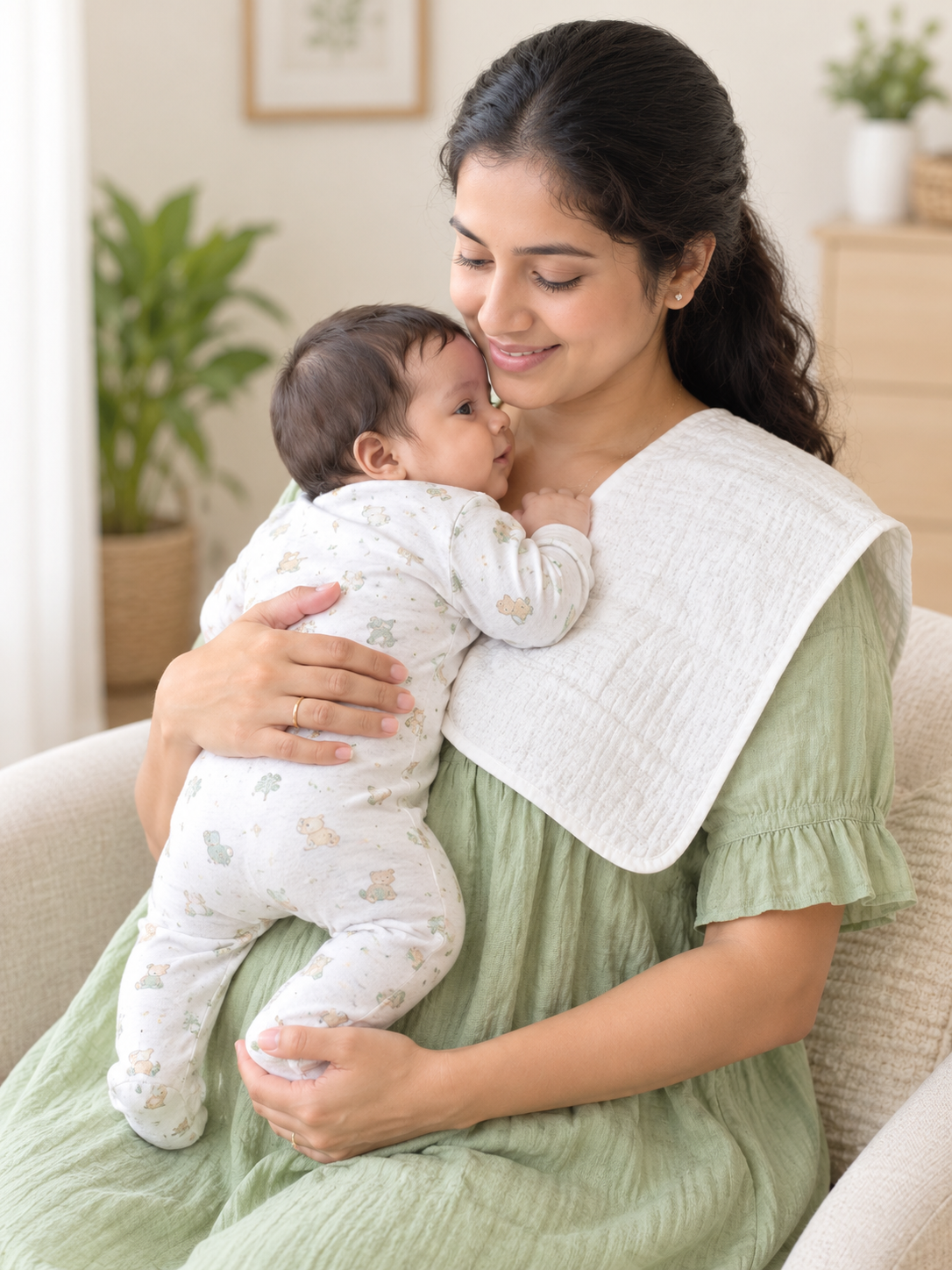 KitMik 6-layer crinkled muslin baby burp cloths, pack of 3