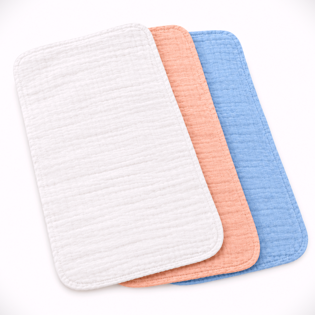 KitMik 6-layer crinkled muslin baby burp cloths, pack of 3